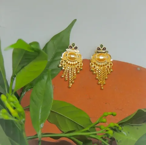 Trending Brass Gold Plated Drop Earrings for Women