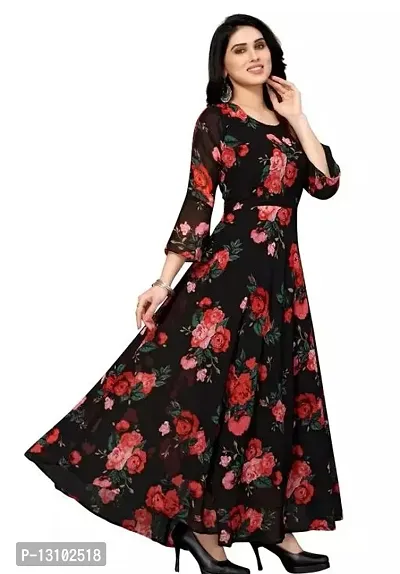 Trendy Women Printed Ankle Length Georgette Gown