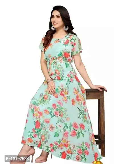 Trendy Women Printed Ankle Length Georgette Gown