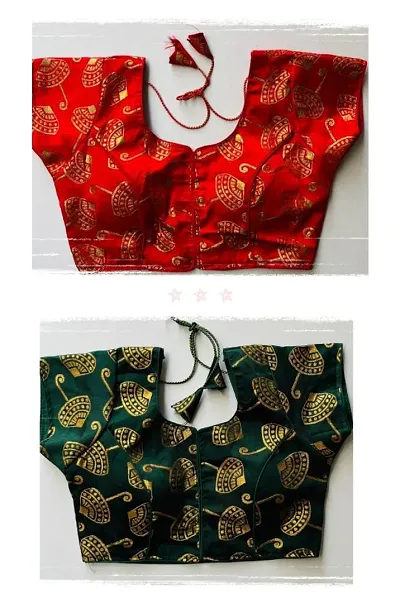 Umbrella Design Jacquard Zari Work Stitched Women Blouse Combo