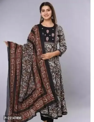 Women Stylish Viscose Rayon Printed Kurta Set With Dupatta-thumb0