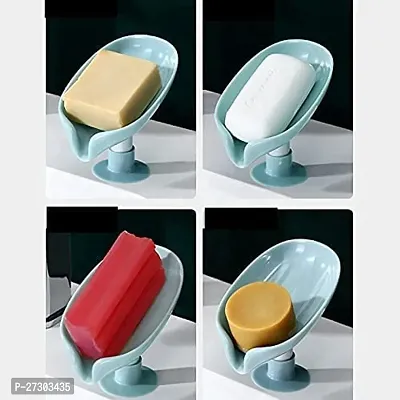 V3Deals ABS Plastic Soap Stand Holder For Bathroom Kitchen Sink Wall Single Layer With Magic Stickers (Leaf Soap Dish) (Pack Of 1)-thumb2