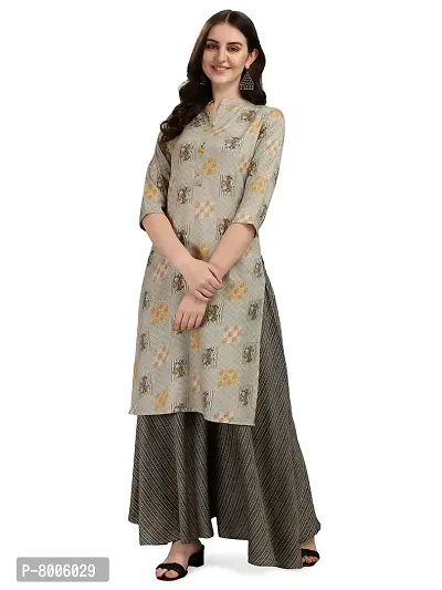 Pinpoint Women's Rayon Mandarin Coller Straight Kurti with Palazzo