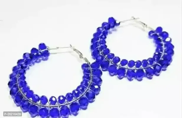 Sparkling Blue Alloy Jhumkas Earrings For Women