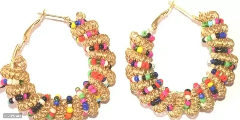 Sparkling Golden Alloy Jhumkas Earrings For Women