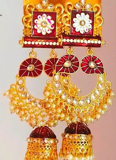 Sparkling Alloy Jhumkas Earrings For Women