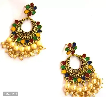 Sparkling Golden Alloy Jhumkas Earrings For Women-thumb0