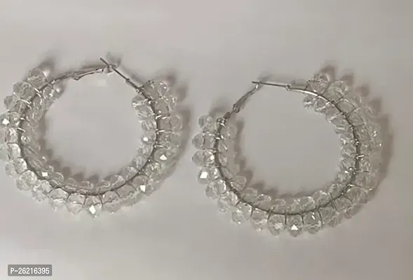 Sparkling Silver Alloy Jhumkas Earrings For Women
