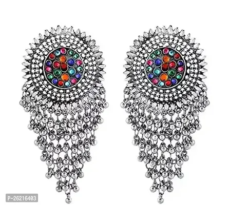 Sparkling Silver Alloy Jhumkas Earrings For Women