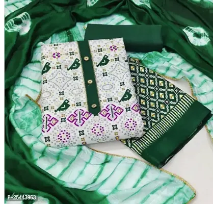 Trendy Women Cotton Slub Unstitched Dress Material with Dupatta