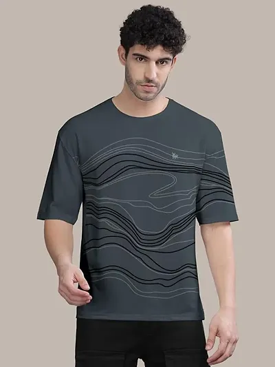 Mens Claasy Front And Back Printed Oversized Baggy T-Shirts