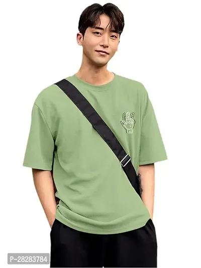 Stylish Green Cotton Blend Solid Round Neck Tees For Men-thumb0