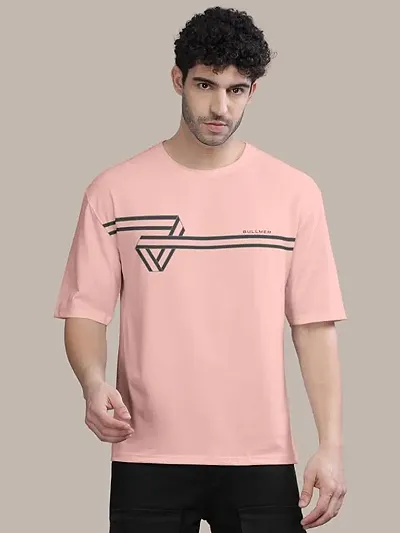 Stylish Front Printed Colourblock Baggy Oversized Tshirt for Men