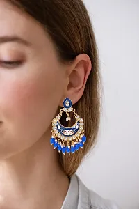 COSMO DUST Women Brass Chandbali Earring | Blue | CDE-122BL |-thumb1