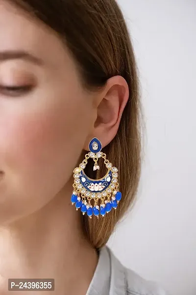 COSMO DUST Women Brass Chandbali Earring | Blue | CDE-122BL |-thumb2