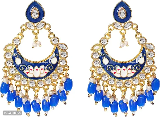 COSMO DUST Women Brass Chandbali Earring | Blue | CDE-122BL |-thumb0