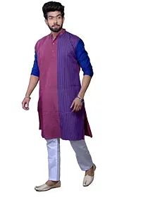 Mahi FAB Designer Cotton Men Kurta Handloom Cotton Ethnic Kurta for Men Purple_XL-thumb1