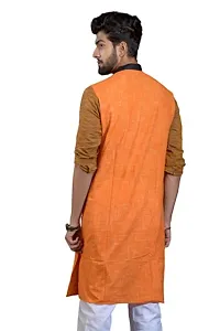 Mahi FAB Designer Cotton Men Kurta Handloom Cotton Ethnic Kurta for Men- Orange_3XL-thumb1