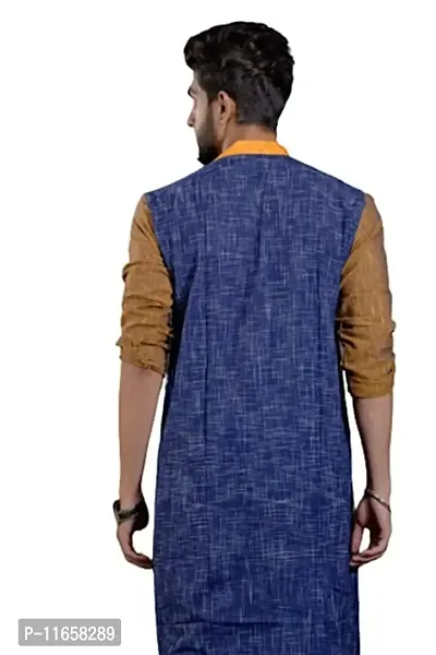 Mahi FAB Designer Cotton Men Kurta Handloom Cotton Ethnic Kurta for Men Blue_S-thumb2