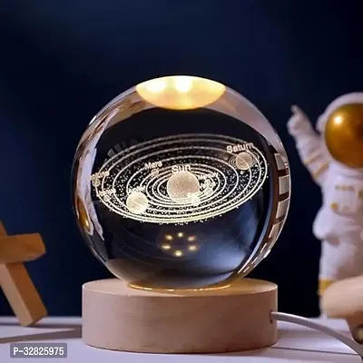 Desidiya Unique 3D Universe Crystal Ball Night Light with Wooden Base   LED USB Table Lamp for Kids Teens and Home Decor