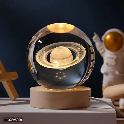 3D Saturn Crystal Ball Night Lamp Crystal Ball Night LightUSB Table Colorful LED 2.4 Inch Wooden