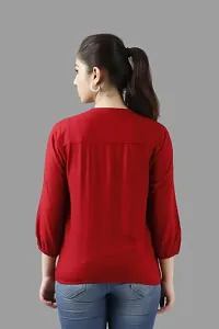 ANKIT Fashion Women's 3/4 Sleeves Mandarin Neck Solid Rayon Casual Tops for Ladies-thumb3