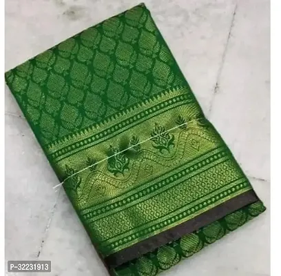 Beautiful Art Silk Green Woven Design  Saree with Blouse piece For Women-thumb0