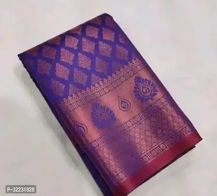 Beautiful Art Silk Purple Woven Design  Saree with Blouse piece For Women-thumb0