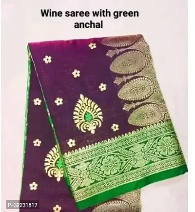 Beautiful Art Silk Purple Woven Design  Saree with Blouse piece For Women-thumb0