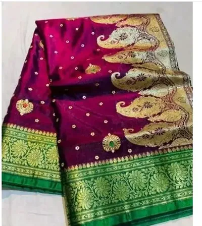 Beautiful Satin Saree With Blouse Piece