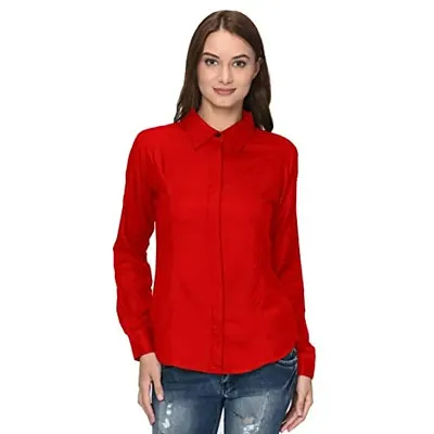 Thisbe?Women's Red Color Full Sleeves Formal Shirt