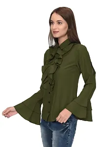 Thisbe?Women's Bell Sleeves Formal Shirt (THI-SH026, Caper Colour, Medium)-thumb1