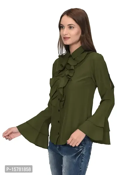 Thisbe?Women's Bell Sleeves Formal Shirt (THI-SH026, Caper Colour, Medium)-thumb2