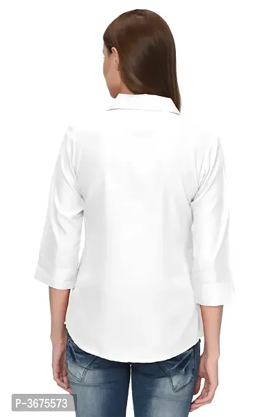 Regular Length White Color 3/4Th Sleeves Crepe Regular Fit Formal Shirt For Women-thumb4
