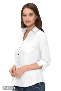 Regular Length White Color 3/4Th Sleeves Crepe Regular Fit Formal Shirt For Women-thumb1