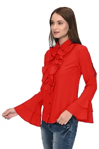 Thisbe?Women's Bell Sleeves Formal Shirt (X-Large, Red)-thumb1