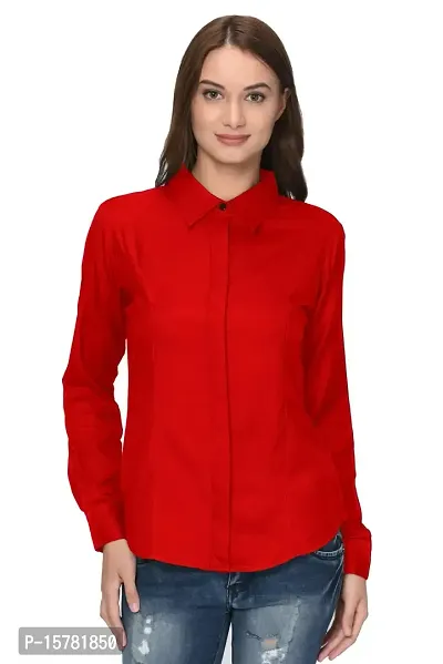 Thisbe?Women's Red Color Full Sleeves Formal Shirt-thumb0