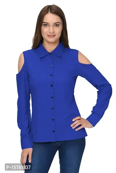 Thisbe?Women's Royal Blue Color Full Sleeves Formal Shirt