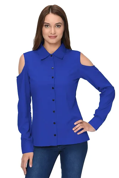 Trendy Womens Solid Cotton Long Sleeves Shirts