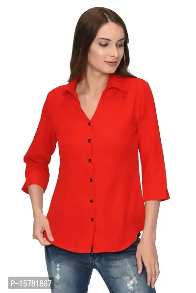 Thisbe?Women's Red Color 3/4th Sleeves Formal Shirt