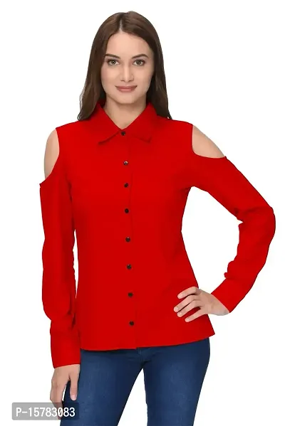 Thisbe?Women's Red Color Full Sleeves Formal Shirt