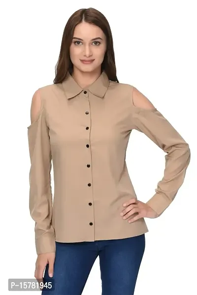 Thisbe?Women's Tan Color Full Sleeves Formal Shirt