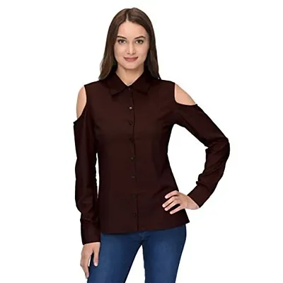 Thisbe?Women's Brown Color Full Sleeves Formal Shirt