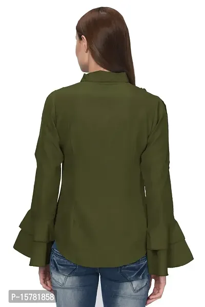 Thisbe?Women's Bell Sleeves Formal Shirt (THI-SH026, Caper Colour, Medium)-thumb4