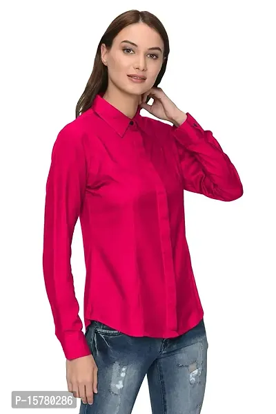 Thisbe Women's Full Sleeves Spread Collar Casual/Formal Shirt (Pink, X-Large)-thumb3