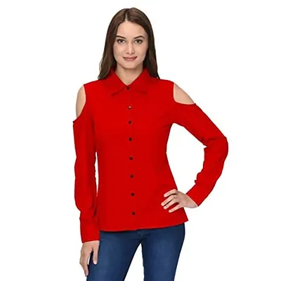 Thisbe?Women's Red Color Full Sleeves Formal Shirt