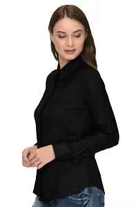 Ravishing Black Solid Crepe Women Regular Fit Shirt-thumb1