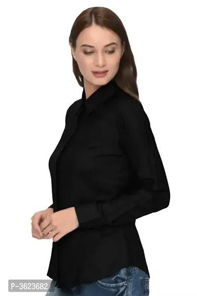 Ravishing Black Solid Crepe Women Regular Fit Shirt-thumb2