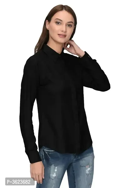 Ravishing Black Solid Crepe Women Regular Fit Shirt-thumb3