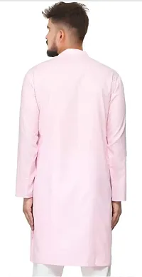 Reliable Pink Cotton Solid Kurta For Men-thumb1